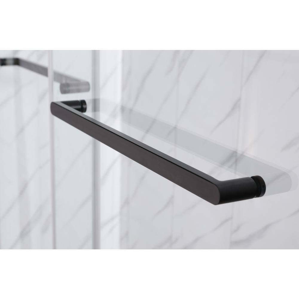 Matte Black Semi-Frameless Double Sliding Shower Door with Clear Tempered Glass