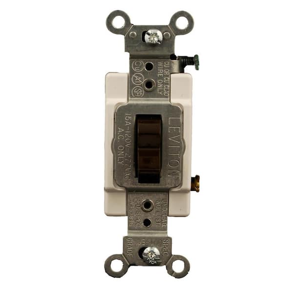 Leviton 15 Amp Commercial Grade 3-Way Toggle Switch, Brown