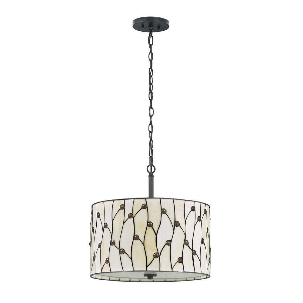 Vines 18 in. 3-Lights ORB Tiffany Pendant Lamp with Cream Natural Shade price history on PriceWatchPro