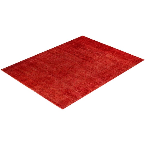 Overdyed Orange 6 ft. x 9 ft. Solid Wool Indoor Area Rug