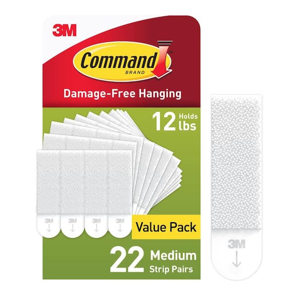 Medium Picture Hanging Strips, White, Damage Free Decorating, 22 Pairs
