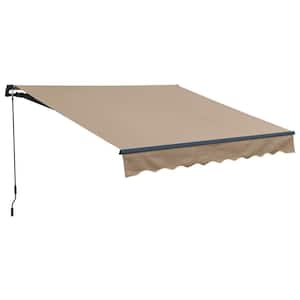12 ft. x 8 ft. Metal Manual Patio Retractable Awnings 98.42 in. Projection in Khaki