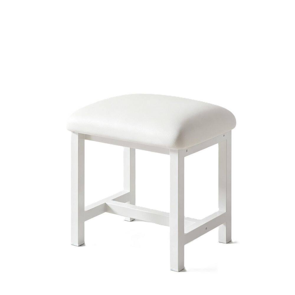 White Leather Makeup Vanity Stool, Small Vanity Chair, Cute Makeup Bench Seat with Leather Cushioned, Desk Stool price history on PriceWatchPro