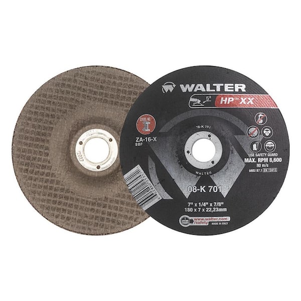 WALTER SURFACE TECHNOLOGIES HP XX 7 in. x 7/8 in. Arbor x 1/4 in. T28 GR A-16-X Grinding Wheel (25-Pack)