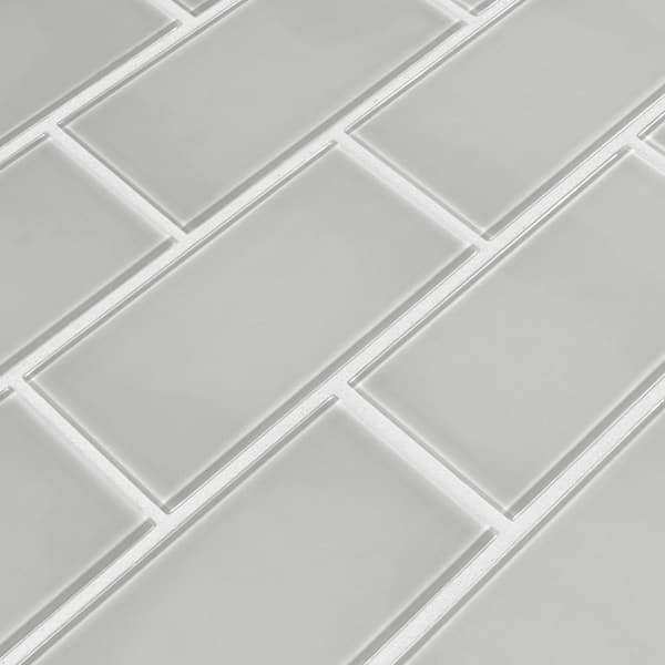 X 8mm Glossy Glass White Subway Tile 1, 3×6 Glass Tile
