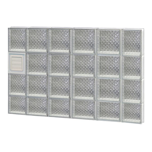 Clearly Secure 42.5 in. x 29 in. x 3.125 in. Frameless Diamond Pattern Glass Block Window with Dryer Vent