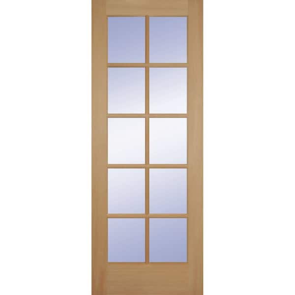 Builders Choice 24 in. x 80 in. 24 in. Clear Pine Wood 10-Lite French Interior Door Slab