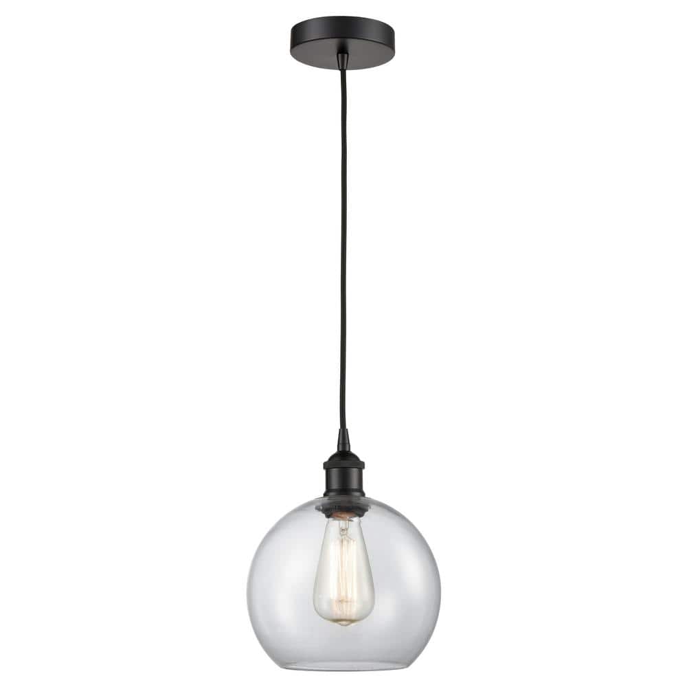Matte Black Mini Pendant Light with Clear Glass Shade