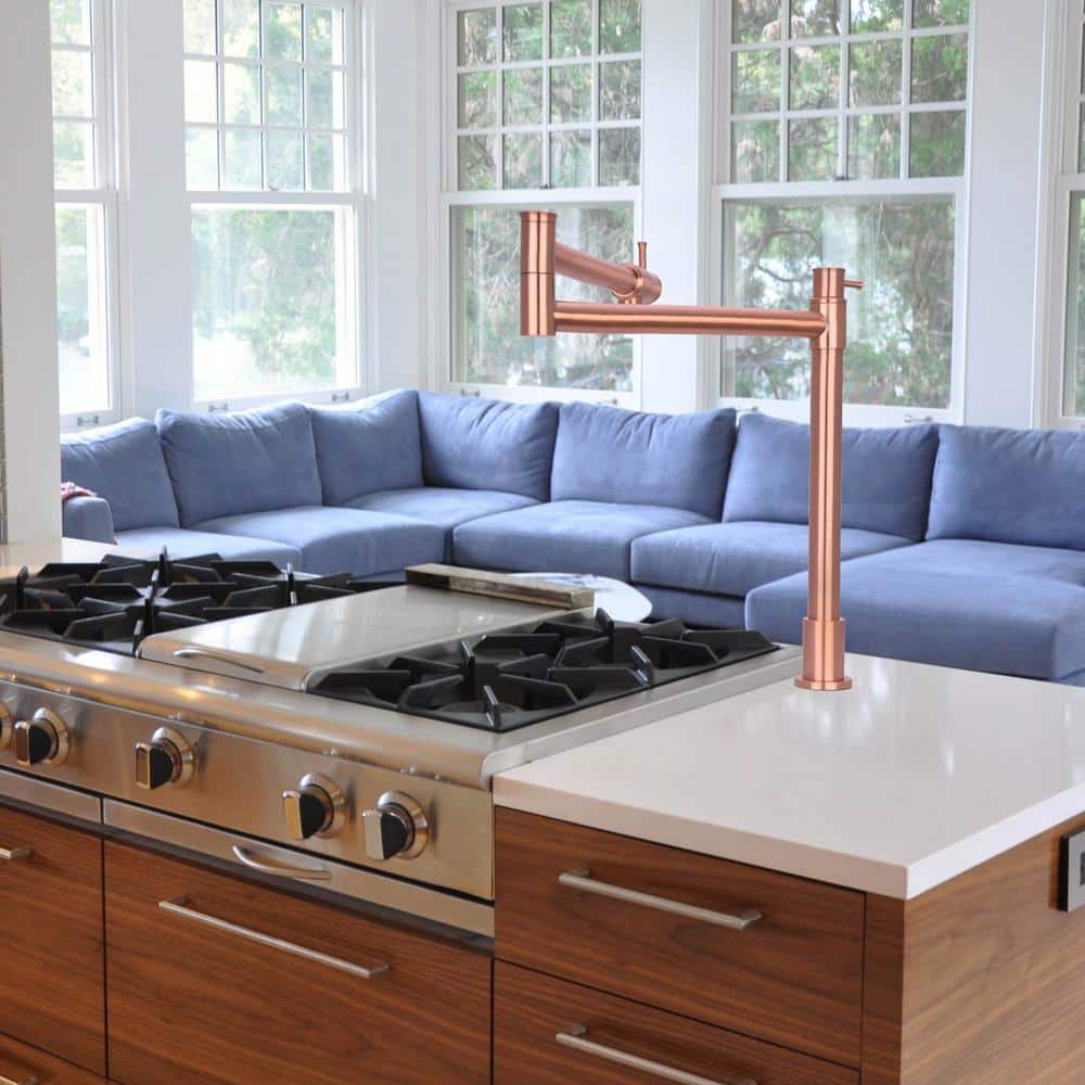 Brushed Copper Double Handle Pot Filler Faucet