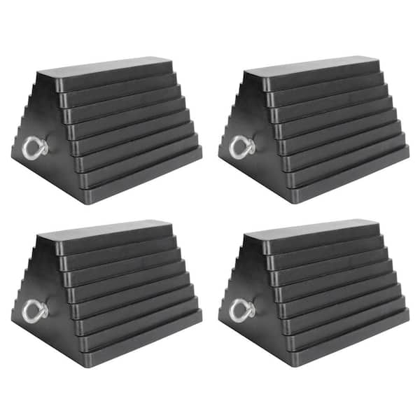 Extreme Max Heavy-Duty Rubber Wheel Chock with Eyebolt - Value (4-Pack)