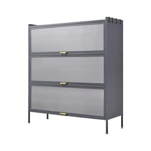 39-in W x 13-in D x 43-in H Ready to Assemble 3-Tier Metal Floor Pantry and Kitchenware Cabinet in Gray