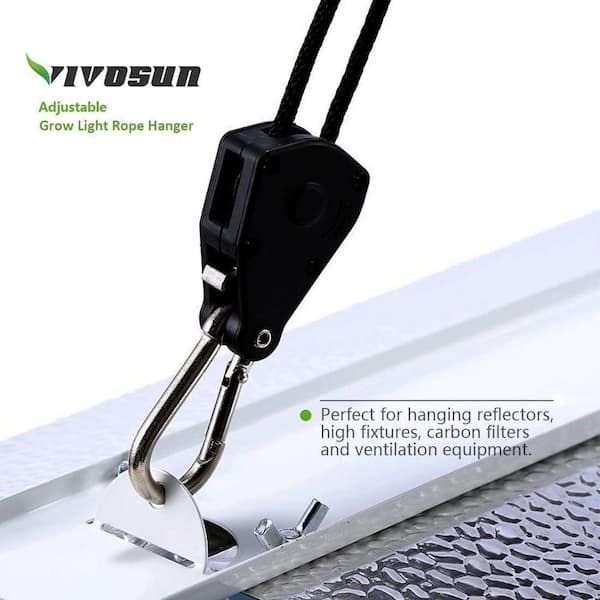 VIVOSUN 1/8 in. 8 ft. Adjustable Heavy-Duty Grow Light Rope Hanger with  Reinforced Metal Internal Gears (2-Pack) X000PPAUNX - The Home Depot