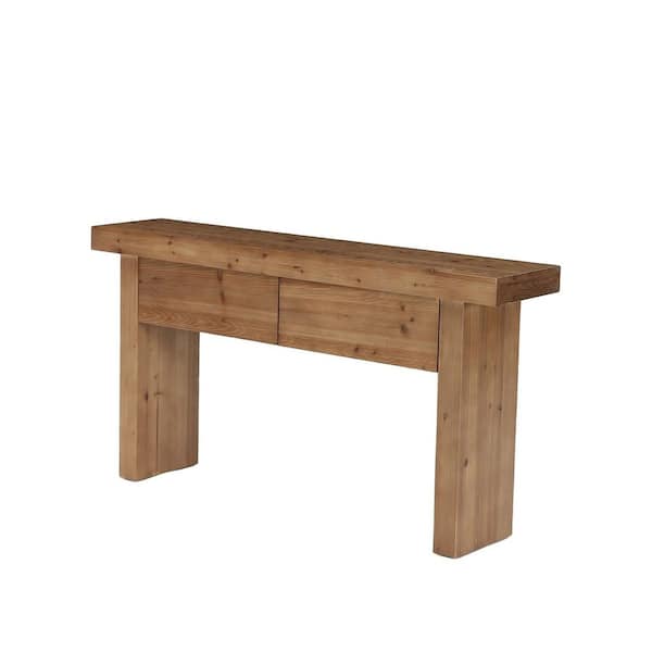 BYBLIGHT Turrella 63 in. Brown Rectangle Solid Wood Console Table ...