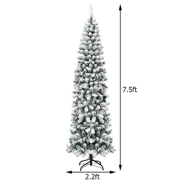 Pine Cones Metal Stand Artificial Hinged Unlit Xmas Pine Tree with 1000 Branch Tips Partially Flocked Design Goplus 6ft Pre-Decorated Christmas Tree Fake Snowy Tree for Indoor Decoration