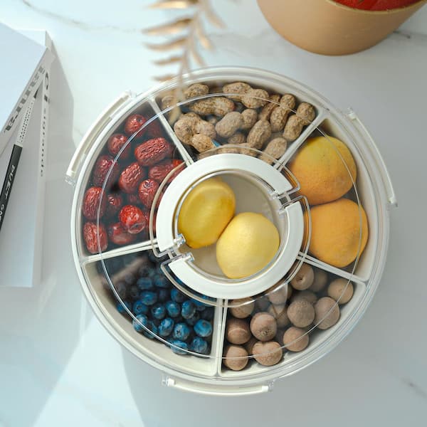 Esepony 11.6 in. 6-Compartment Divided Serving Tray with Lid and