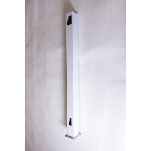 42 in. H x 2.5 in. W White Aluminum Bottom Stair Post for Stair Railing Kit