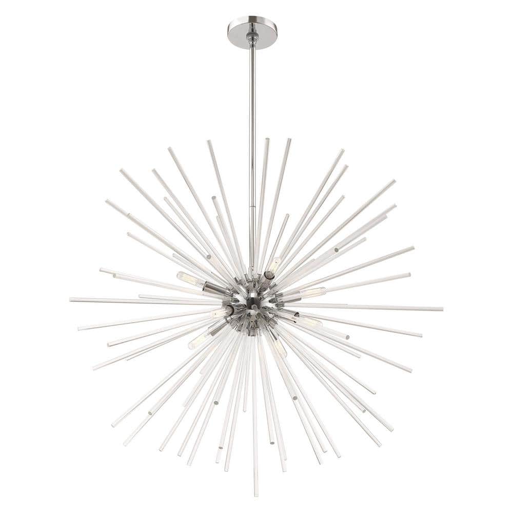 Utopia Elegance 8-Light Polished Chrome Pendant with Clear Crystal Rods