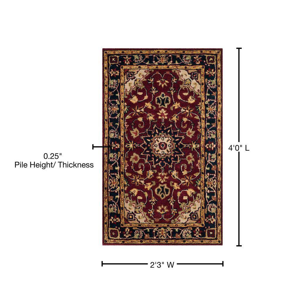 Burgundy and Navy Hand-Tufted Wool Area Rug