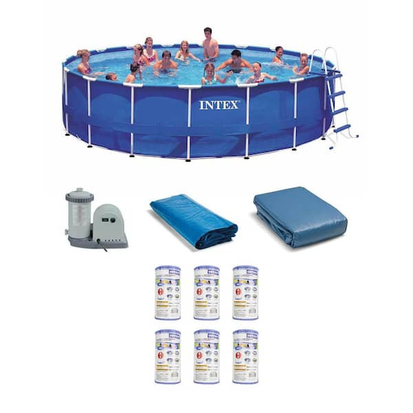 18 ft. x 48 in. Metal Frame Swimming Pool Set with Pump Plus Filter Cartridges (6)