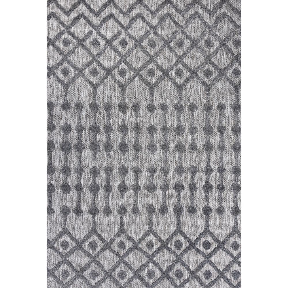 Handmade Reversible Dark Gray Geometric 8' x 10' Synthetic Area Rug