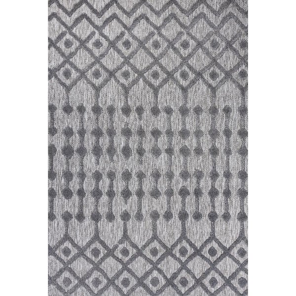 Peralta Moroccan Diamond Dark Gray 8 ft. x 10 ft. Indoor/Outdoor Area Rug