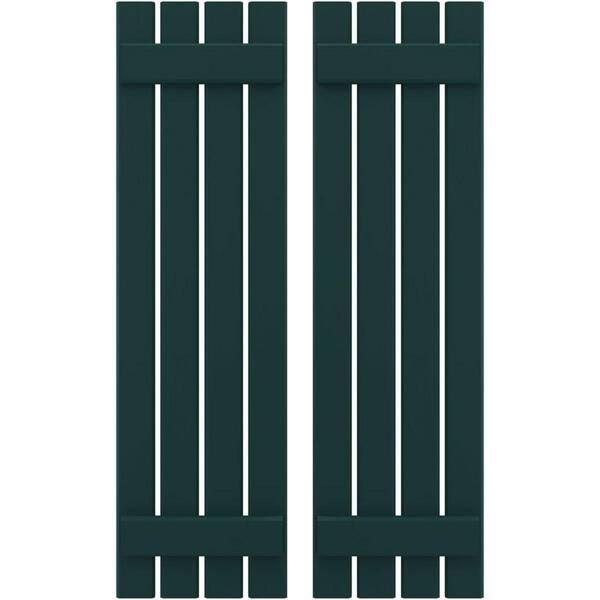 Ekena Millwork 15-1/2-in W x 63-in H Americraft 4 Board Exterior Real Wood Spaced Board and Batten Shutters Thermal Green