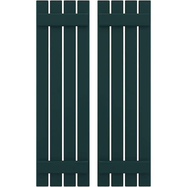 Ekena Millwork 15-1/2 in. W x 66 in. H Americraft 4-Board Exterior Real Wood Spaced Board and Batten Shutters in Thermal Green