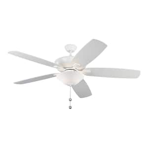 Colony Super Max Plus 60 in. Transitional Rubberized White Ceiling Fan with White Blades, LED Light Kit and Pull Chain