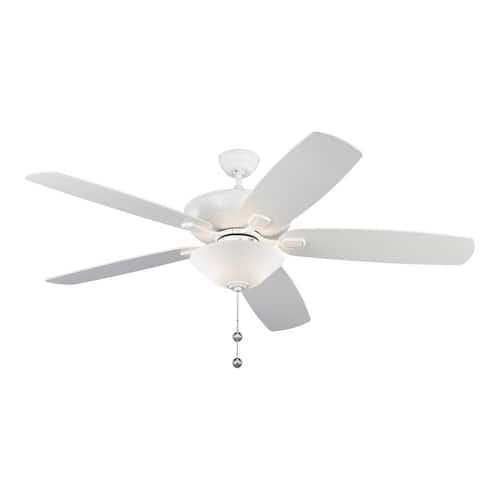 Colony Super Max Plus 60 in. Transitional Rubberized White Ceiling Fan with White Blades, LED Light Kit and Pull Chain Ceiling Fans With Lights