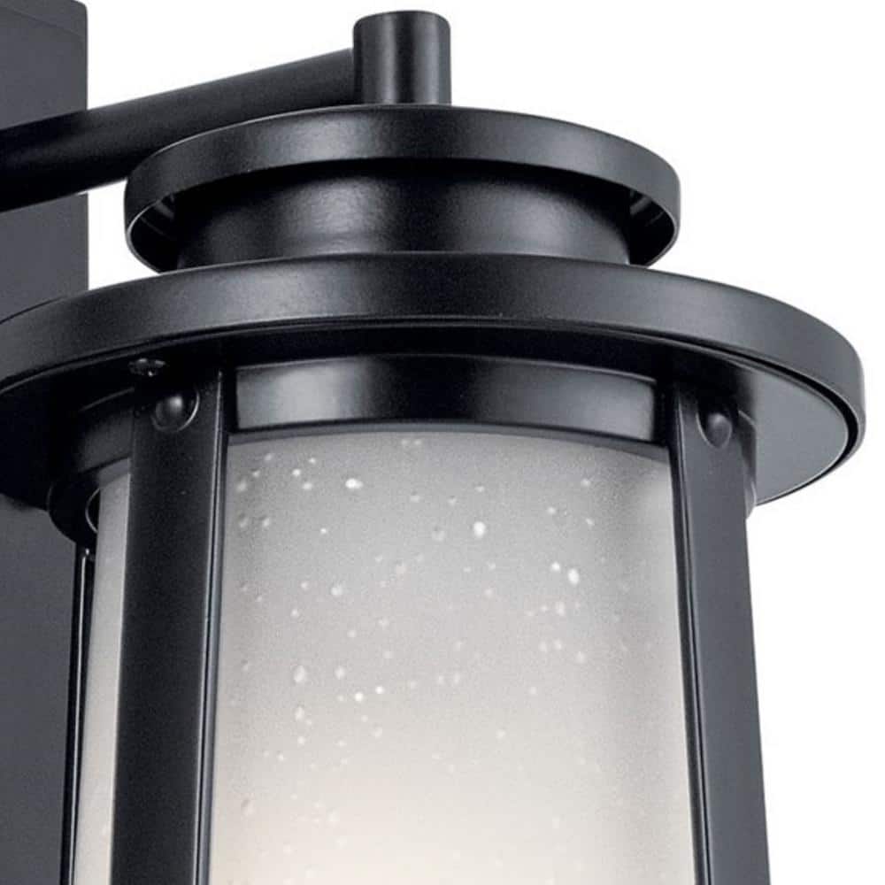 Black Aluminum Outdoor Wall Lantern with Frosted Glass Shade