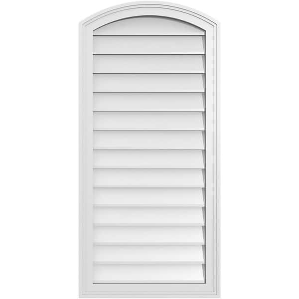 Ekena Millwork 20" x 42" Arch Top Surface Mount PVC Gable Vent: Functional with Brickmould Frame