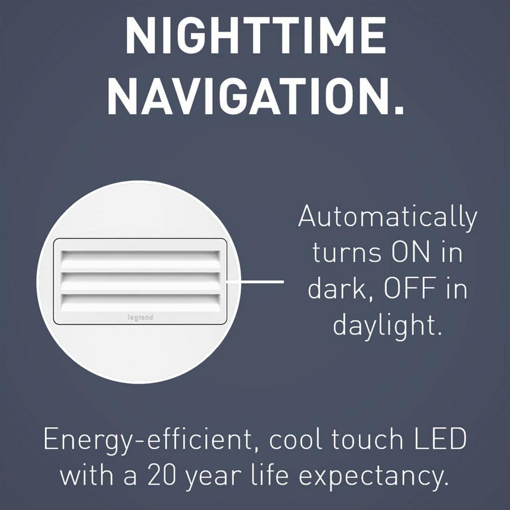 White Thermoplastic Horizontal Step Light with LED Night Light
