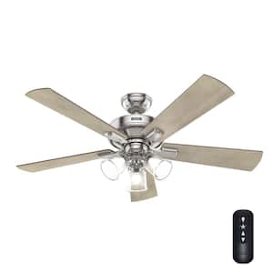 Crestfield 52 in. Indoor Brushed Nickel Ceiling Fan with Light Kit and Remote