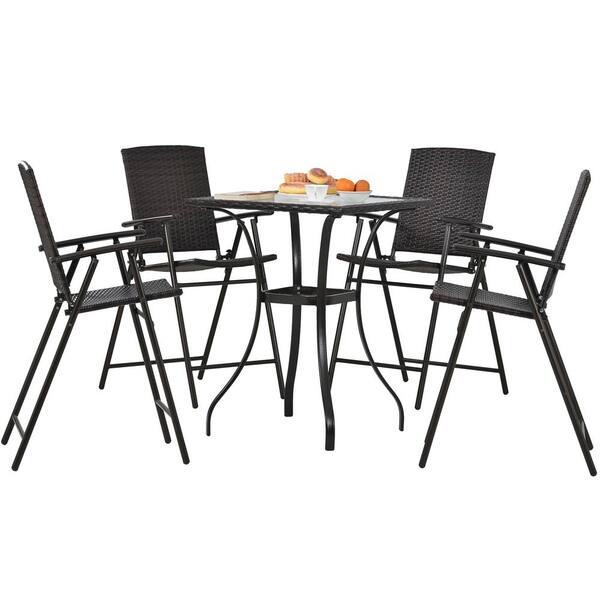 Tunearary 5piece Wicker Rattan Outdoor Patio Dining Table with