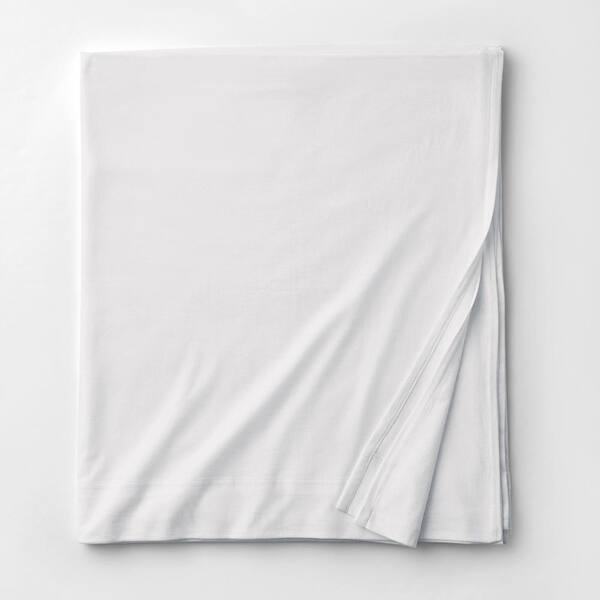 The Company Store Organic Cotton Jersey Knit White Solid King Flat Sheet
