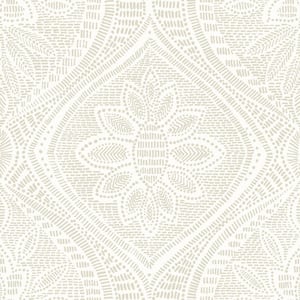 Scout Floral Ogee Grey Paper Non-Pasted Textured Wallpaper
