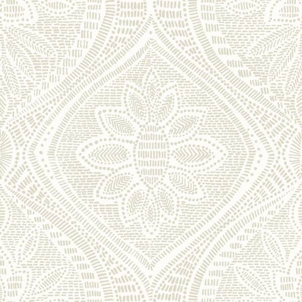 A-Street Prints Scout Floral Ogee Grey Textured Paper Wallpaper Sample