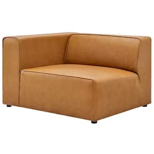 Mingle 43.5 in. Tan Faux Leather 1-Seat Left-Arm Chair Sofa