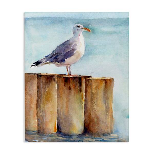 Stupell Industries Seagull's Perch by Sea by John Keeling Unframed Coastal Graphic Art Print 20 in. x 16 in.
