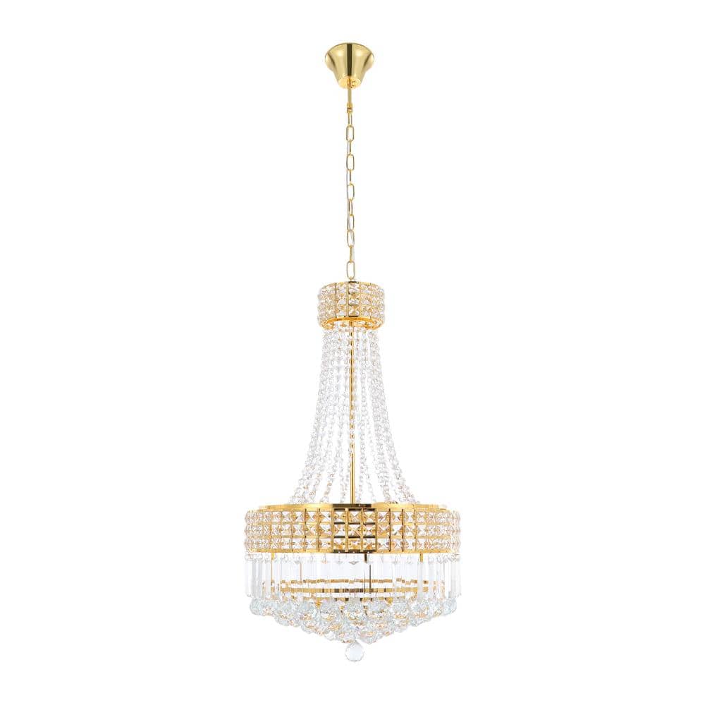 9-Light Gold Luxury Crystal Chandelier with Adjustable Chain for Dining Room Living Room, No Bulbs Included price history on PriceWatchPro