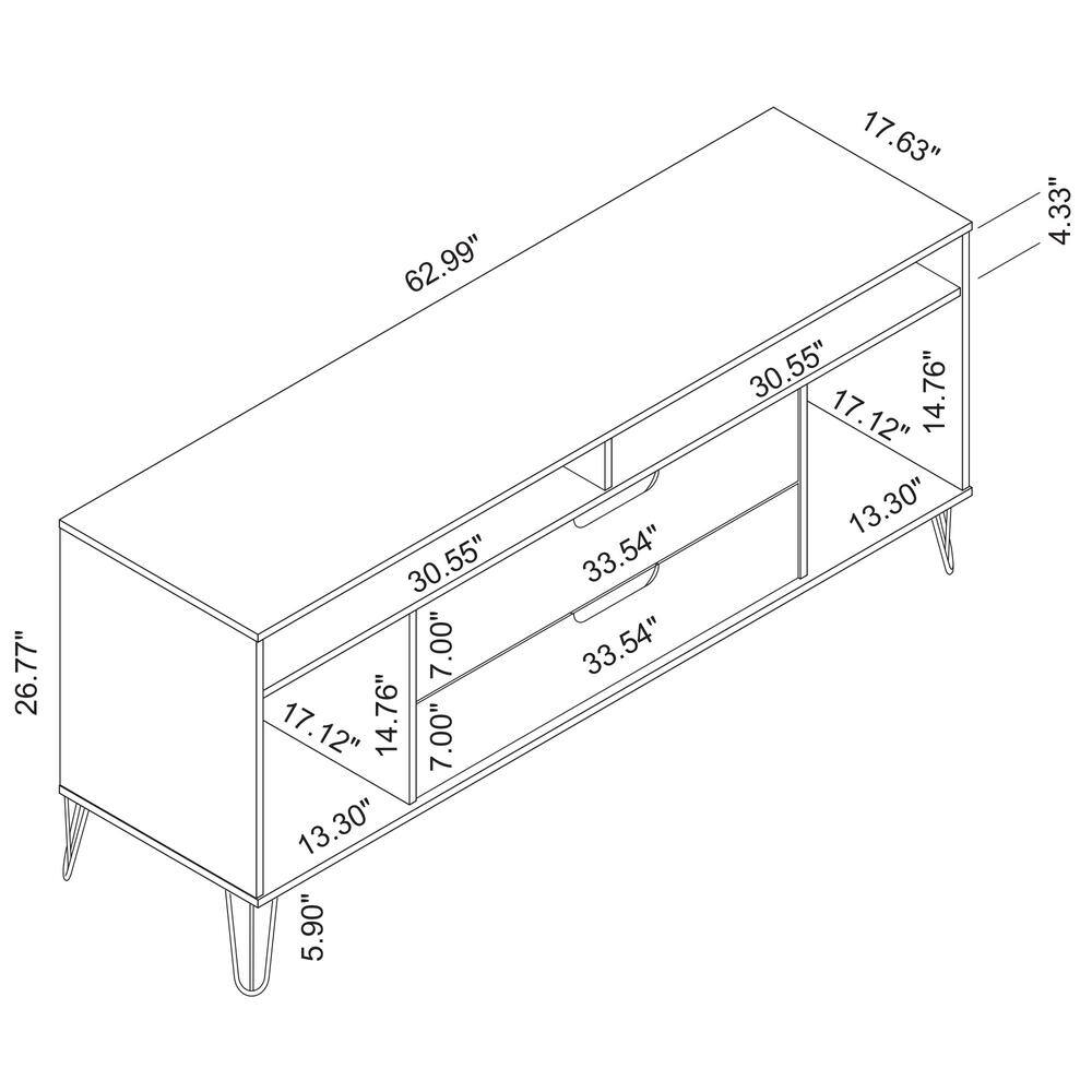 Brown MDF Mid-Century Modern TV Stand with Cabinet