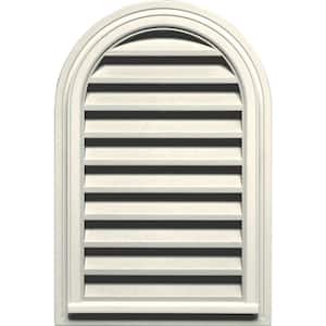 22 in. x 32 in. Round Top Plastic Built-in Screen Gable Louver Vent #034 Parchment