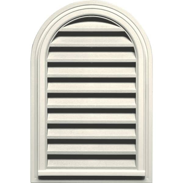 Builders Edge 22 in. x 32 in. Round Top Plastic Built-in Screen Gable Louver Vent #034 Parchment