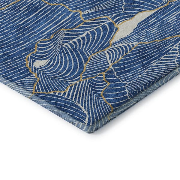 Mayfield Premium Machine Washable Abstract AMF1048 Blue 8 ft. x 10 ft. Area Rug