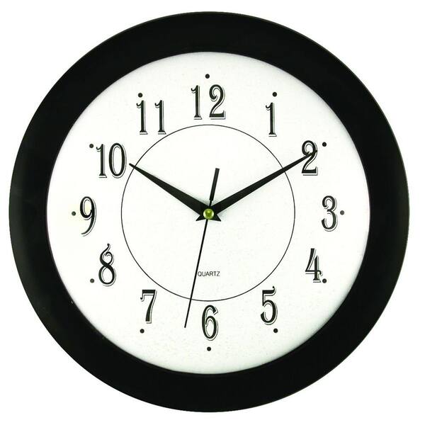 Timekeeper Products 11-3/4 in. Glass and Black Wall Clock