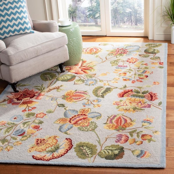 Chelsea Light Blue 6 ft. x 9 ft. Floral Gradient Solid Area Rug
