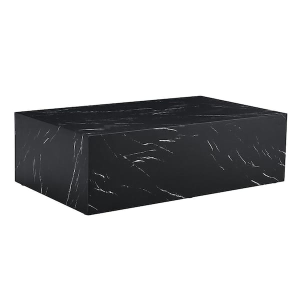 IDEAGLE Side Table 23 in. Black Cube MDF End Table Modern Beside Sofa Couch Coffee Table for Small Spaces, Bedroom.