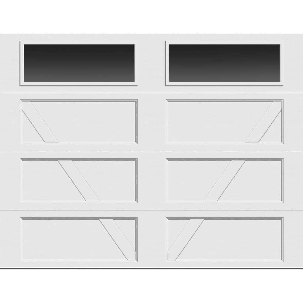 Bridgeport Steel Design V 9 ft. X 7 ft. Insulated 18.4 R-Value White Garage Door with long plain windows price history on PriceWatchPro