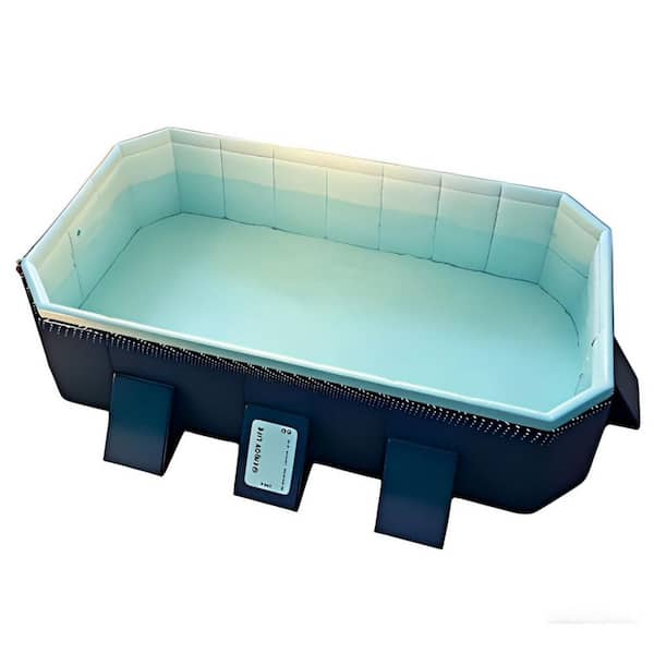 112 in. L x 65 in. W Rectangle Above Ground Folding PVC Pool with 19 in. Depth for Outdoor Patio Beach Garden