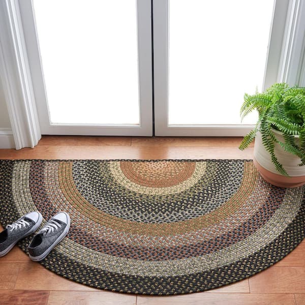 Braided Multi Machine 3 ft. x 5 ft. Machine Washable Border Interlaced Specialty Area Rug